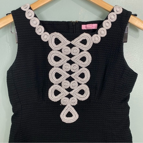 Lilly‎ Pulitzer Adelson Dress Silver Black Sz 4 - Picture 2 of 9